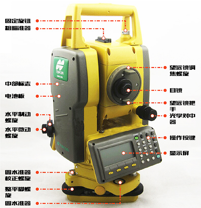 拓普康gts-102n全站仪,普及型中文数字键可选棱镜三脚架对中杆
